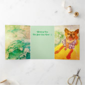 Surf Hund Geburtskarte Dreifach Gefaltete Einladung (Innenseite)