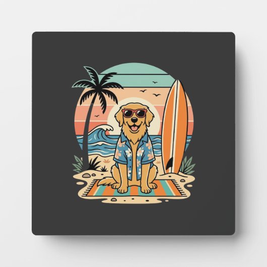 Surf-Hund Retro-Strand Sommer Fotoplatte (Vorderseite)