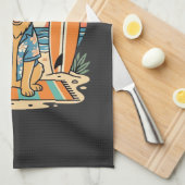 Surf-Hund Retro-Strand Sommer Geschirrtuch (Viertel Falte)