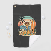 Surf-Hund Retro-Strand Sommer Golfhandtuch (Insitu)