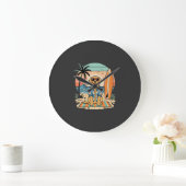 Surf-Hund Retro-Strand Sommer Große Wanduhr (Zuhause)