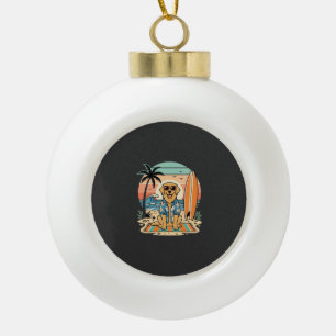 Surf-Hund Retro-Strand Sommer Keramik Kugel-Ornament