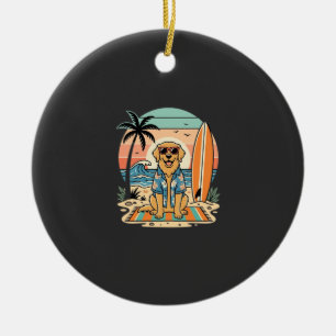 Surf-Hund Retro-Strand Sommer Keramik Ornament