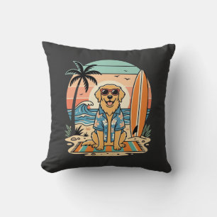 Surf-Hund Retro-Strand Sommer Kissen