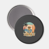 Surf-Hund Retro-Strand Sommer Magnet (Vorderseite/Rückseite)