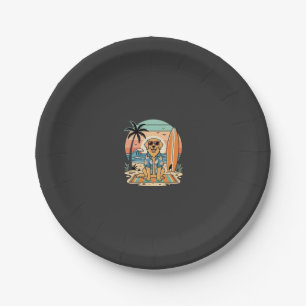 Surf-Hund Retro-Strand Sommer Pappteller