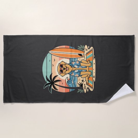 Surf-Hund Retro-Strand Sommer Strandtuch (Vorderseite)