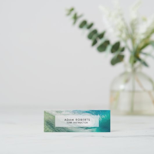 Surf Instructor Ocean Wave Beruflich Mini Visitenkarte (Stehend Vorderseite)
