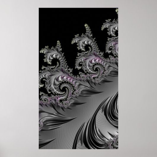 Surf ist auf! Gunmetal Gray Fraktal Abstact Art Poster (Vorne)