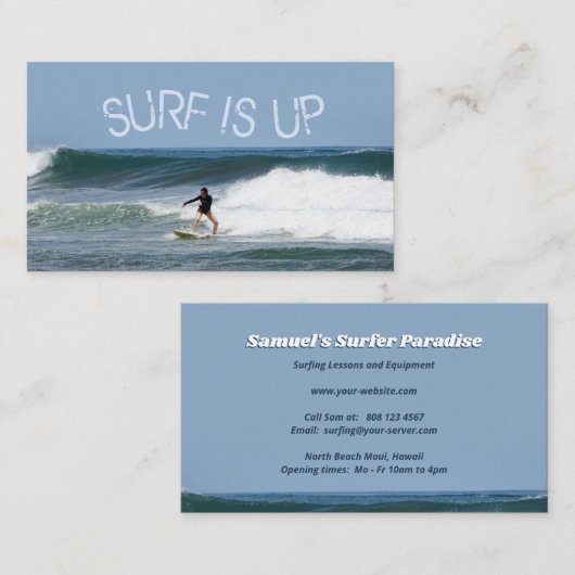 Surf ist auf visitenkarte (Vorne/Hinten)