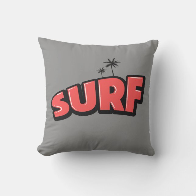 Surf, just surf. In red and gray Kissen (Vorderseite)