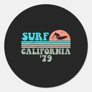 Surf Kalifornien 79 Vintage Grunge Surfen Runder Aufkleber