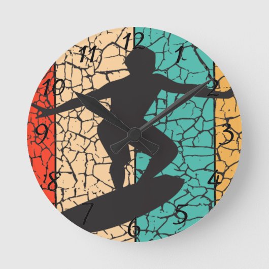Surf Kalifornien Runde Wanduhr (Vorderseite)