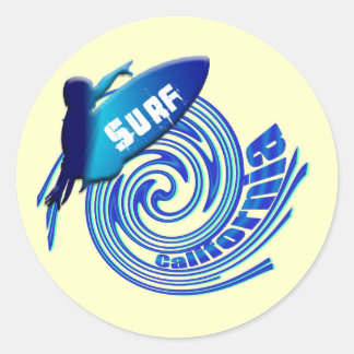 Surf Kalifornien Surfgeschenke Runder Aufkleber