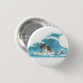 Surf Kitty Gray Tabby Reiten the Wave Button (Vorne & Hinten)