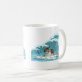 Surf Kitty Gray Tabby Reiten the Wave Kaffeetasse (VorderseiteRechts)