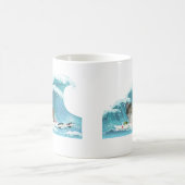 Surf Kitty Gray Tabby Reiten the Wave Kaffeetasse (Mittel)