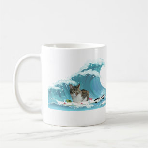 Surf Kitty Gray Tabby Reiten the Wave Kaffeetasse