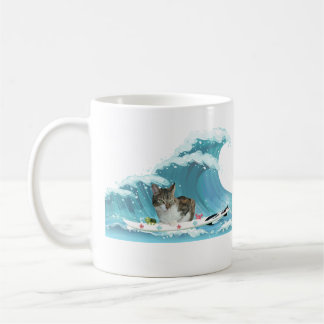 Surf Kitty Gray Tabby Reiten the Wave Kaffeetasse