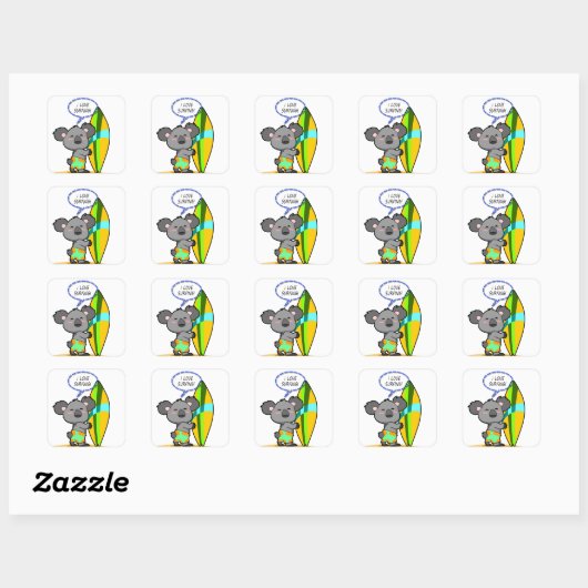 Surf Koala Bear Sticker (Blatt)