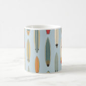 Surf Leben | Retro Küstenblaue Surfbrett-Grafik Kaffeetasse (Mittel)