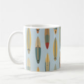 Surf Leben | Retro Küstenblaue Surfbrett-Grafik Kaffeetasse (Links)