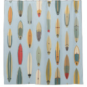 Surf Leben | Retro Küstenblauer Surfboard Druck Duschvorhang (Vorderseite)