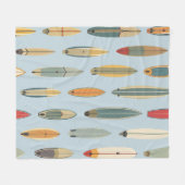 Surf Leben | Retro Küstenblauer Surfboard Druck Fleecedecke (Vorderseite (Horizontal))