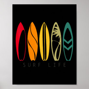 Surf Leben Vintage Surfen Retro Surfbrett Surfer _ Poster