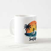 Surf Life Minimalistisch Surfer Sunset Tasse (Vorderseite Links)