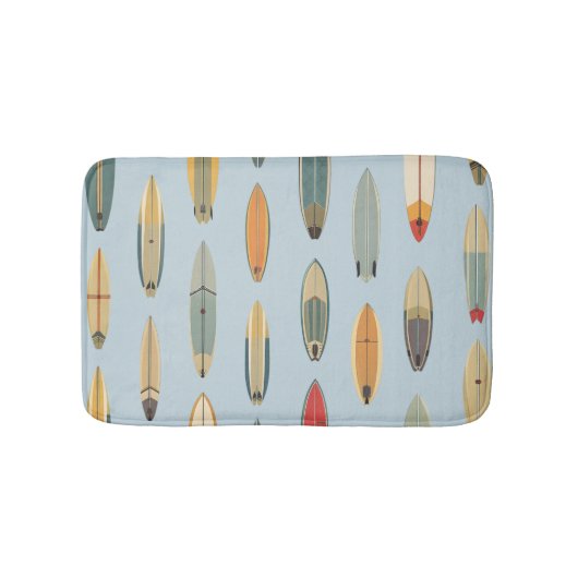 Surf Life | Retro Coastal Blue Surfboard Graphic Badematte (Vorderseite)