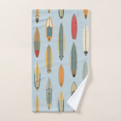 Surf Life - Retro Coastal Blue Surfboard Print Badhandtuch Set (Handtuch)