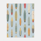 Surf Life - Retro Coastal Blue Surfboard Print Fleecedecke (Vorderseite)