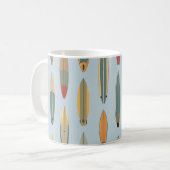 Surf Life - Retro Coastal Blue Surfboard Print Kaffeetasse (Vorderseite Links)