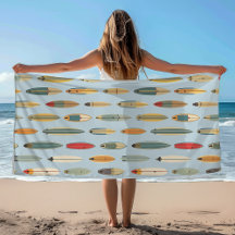 Surf Life - Retro Coastal Blue Surfboard Print