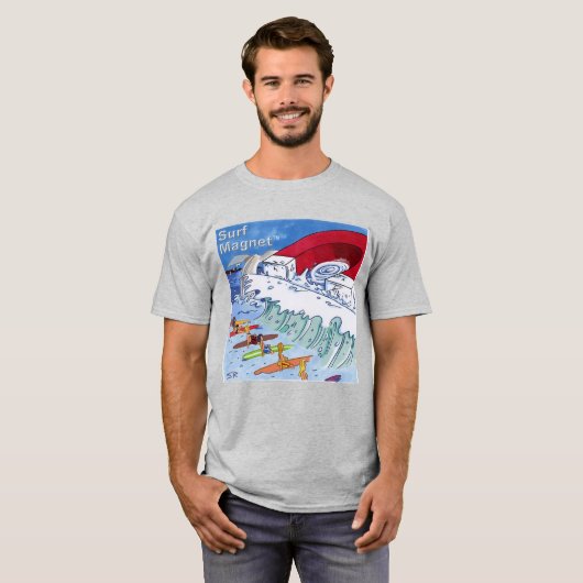 Surf-Magnet grau T-Shirt für Männer (Vorne ganz)