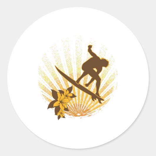 Surf-Mann Runder Aufkleber (Vorderseite)