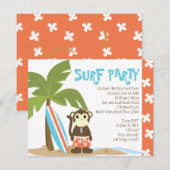 Surf Monkey Einladung (Vorne/Hinten)