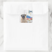 Surf-Mops Quadratischer Aufkleber (Tasche)