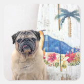 Surf-Mops Quadratischer Aufkleber (Vorderseite)