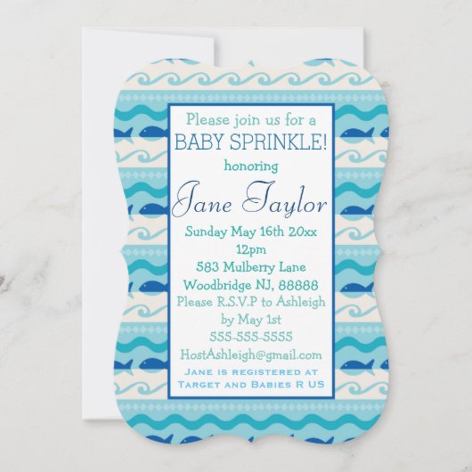 Surf 'N Fishies Nautical Baby Sprinkle Einladung (Vorderseite)