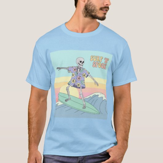 Surf "N" Spook Skeleton Surfer T-Shirt (Vorderseite)