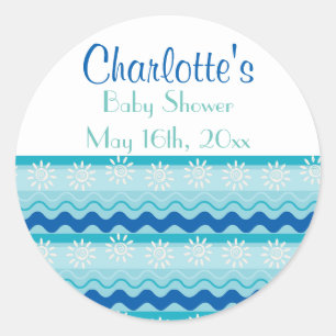 Surf 'N Sun Nautical Baby Dusche Runder Aufkleber