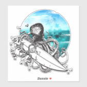 Surf Octopus Summer Ocean Island Aufkleber (Blatt)