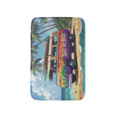 Surf oder Pleite Groovy Retro Hippie Surfer Strand Badematte (Vorderseite Vertikal)