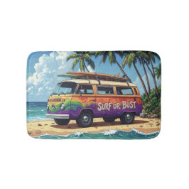 Surf oder Pleite Groovy Retro Hippie Surfer Strand Badematte