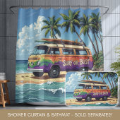 Surf oder Pleite Groovy Retro Hippie Surfer Strand Badematte