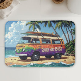 Surf oder Pleite Groovy Retro Hippie Surfer Strand Badematte