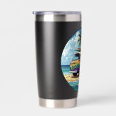 Surf Or Bust Groovy Retro Hippie Surfer Beach Bus Thermobecher (Rechts)