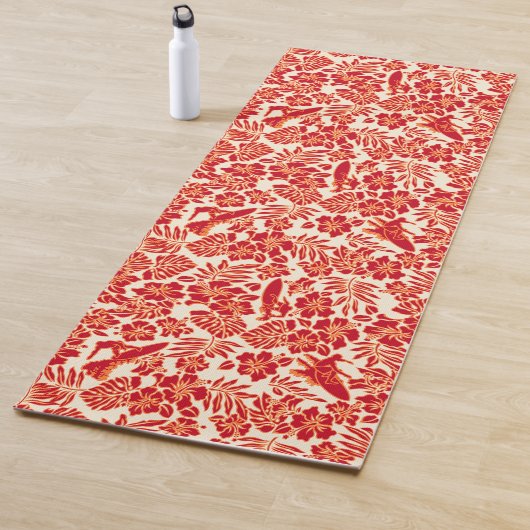 Surf Pareau Hawaiian Hibiscus Surfing - Red Yogamatte (Beispiel)